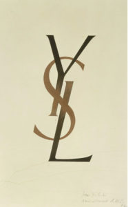 Logotype de la maison de haute couture Yves Saint Laurent créé par l'artiste Cassandre (1901-1968), lors de la création de la maison de couture en 1961 Photo crédit : Musée YSL